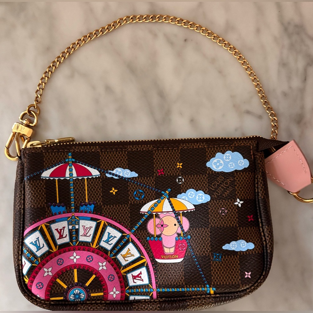 Louis Vuitton Brown and Pink Damier Pochette